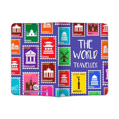 Passport Cover Holder Travel Case With Luggage Tag - The World Traveller Blue Nutcase