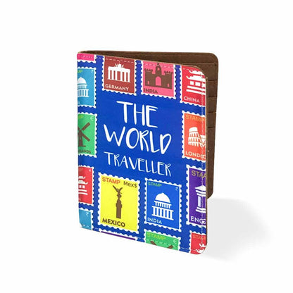 Passport Cover Travel Wallet Organizer  - World Stamps Nutcase