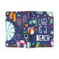 Passport Cover Holder Travel Case With Luggage Tag - Life Is a Beach Blue Nutcase