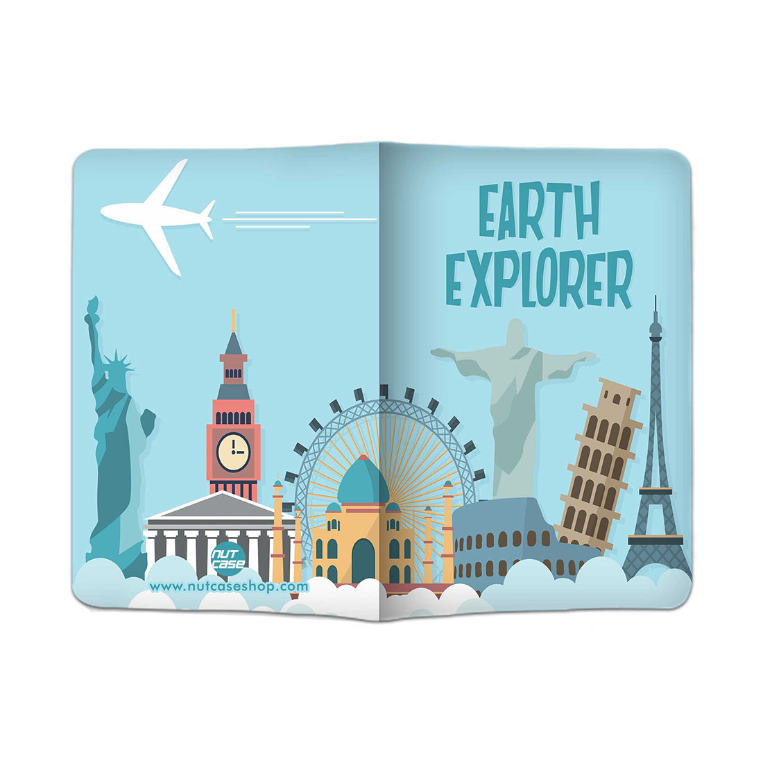 Passport Holder for Men Travel Case with Single Luggage Tag - Earth Explorer