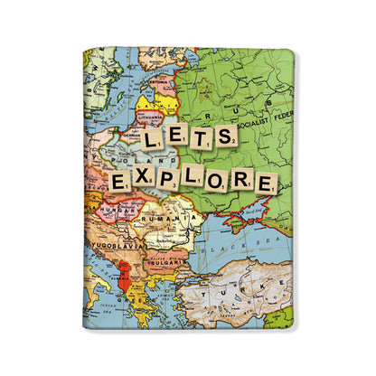 Passport Cover Holder Travel Case With Luggage Tag - Let's Explore Map Nutcase