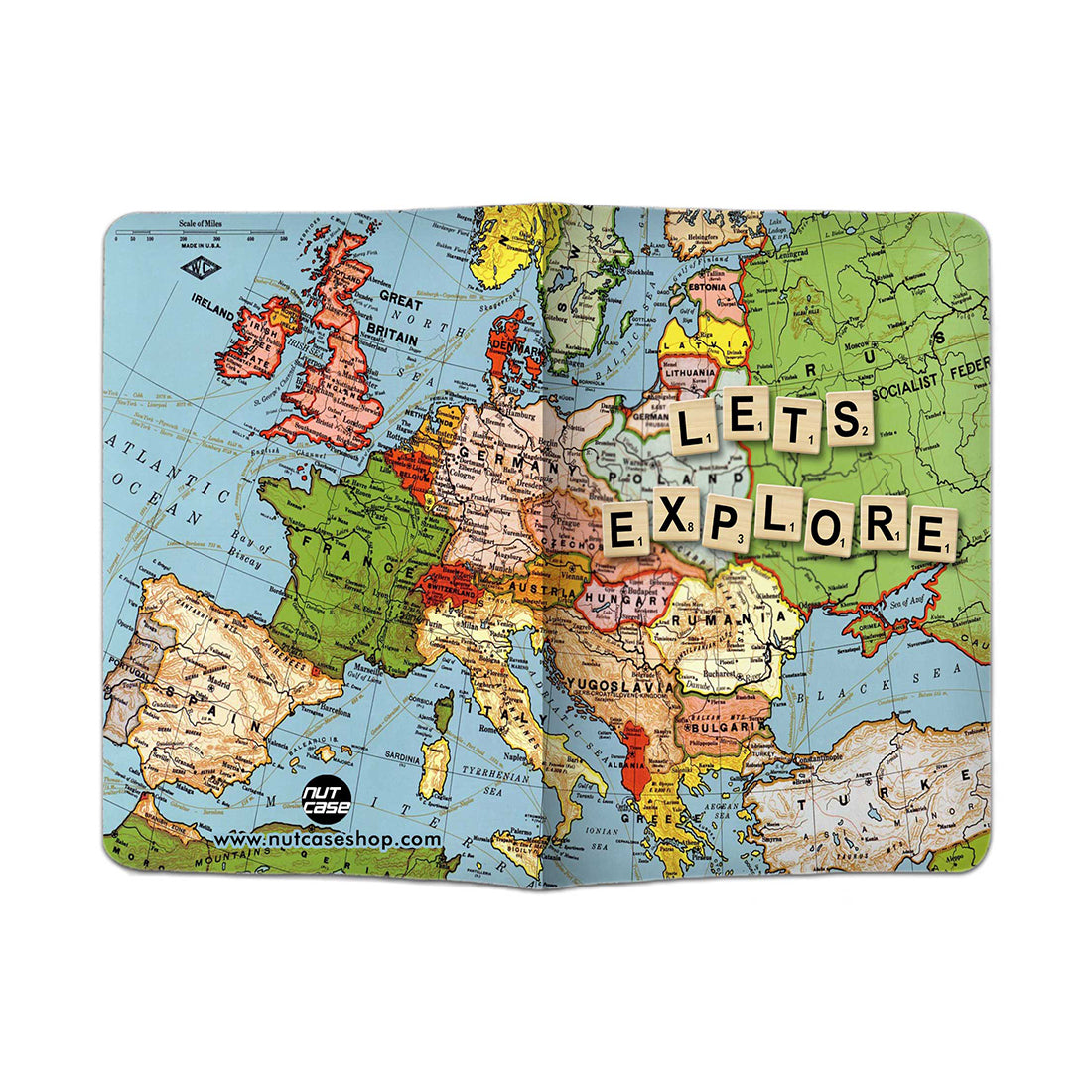 Passport Cover Holder Travel Case With Luggage Tag - Let's Explore Map Nutcase