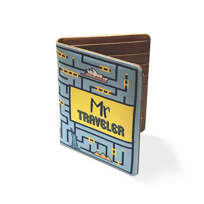 Couple Passport Holder Travel Wallet Organizer  - Mr Traveler Blue Nutcase