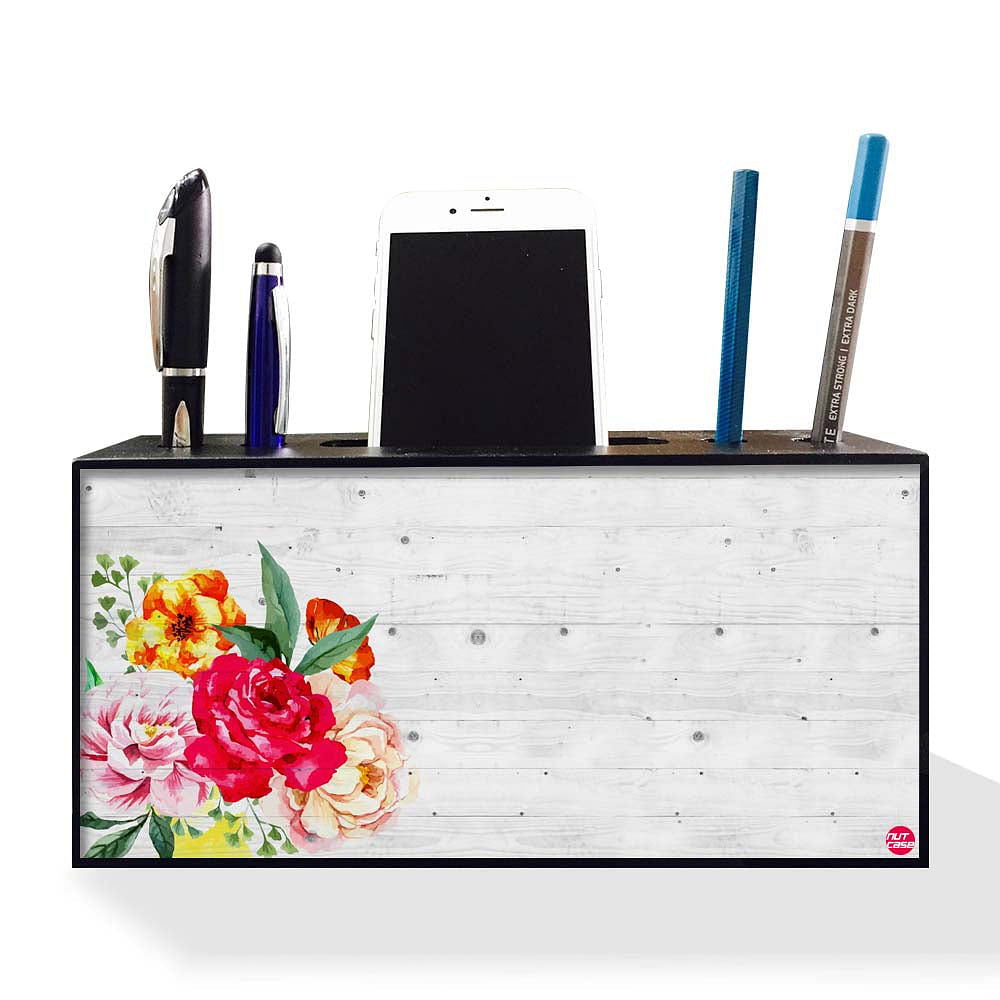 Pen Mobile Stand Holder Desk Organizer - Roses Nutcase