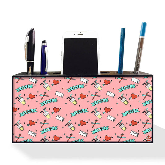 Pen Mobile Stand Holder Desk Organizer - Love Pink Nutcase