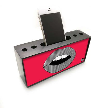 Pen Mobile Stand Holder Desk Organizer - Lips Red Nutcase