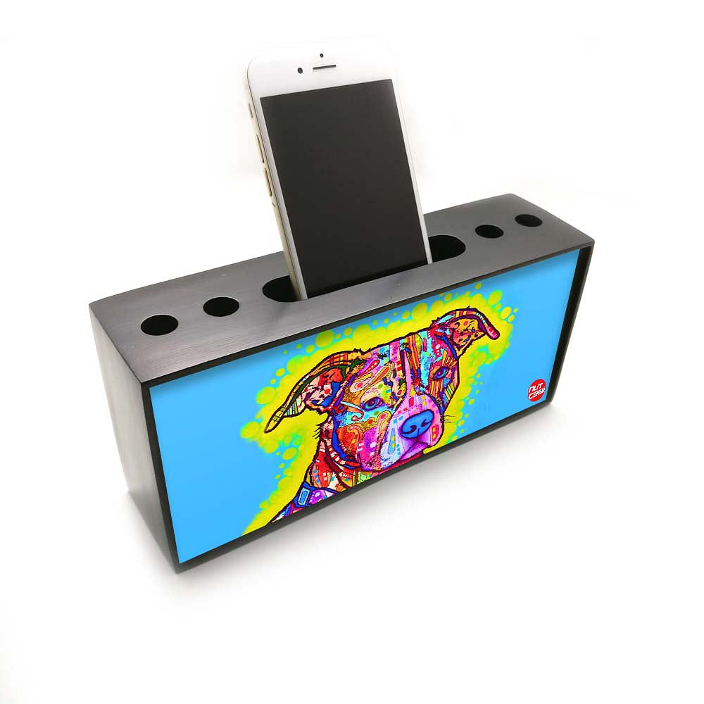 Pen Mobile Stand Holder Desk Organizer - Dog Blue Nutcase