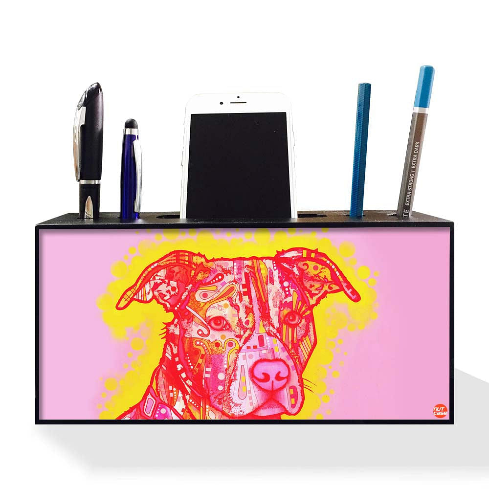 Pen Mobile Stand Holder Desk Organizer - Dog Pink Nutcase