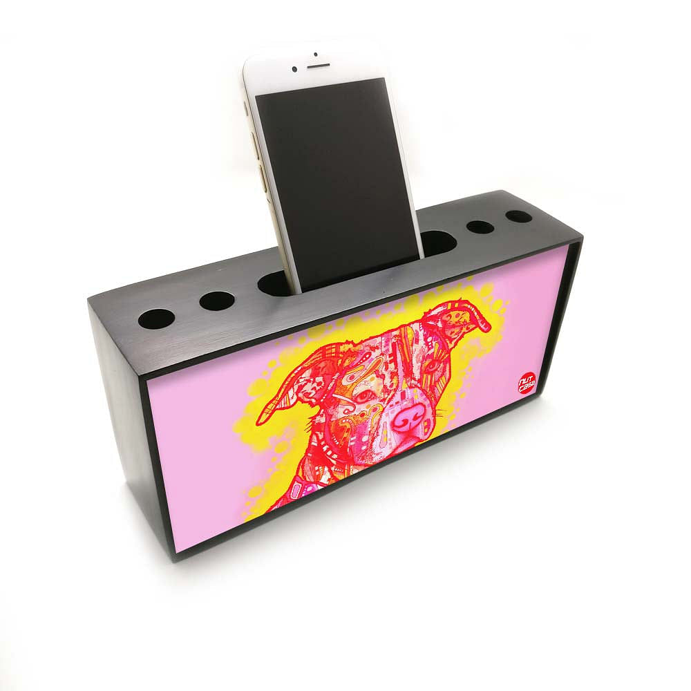 Pen Mobile Stand Holder Desk Organizer - Dog Pink Nutcase