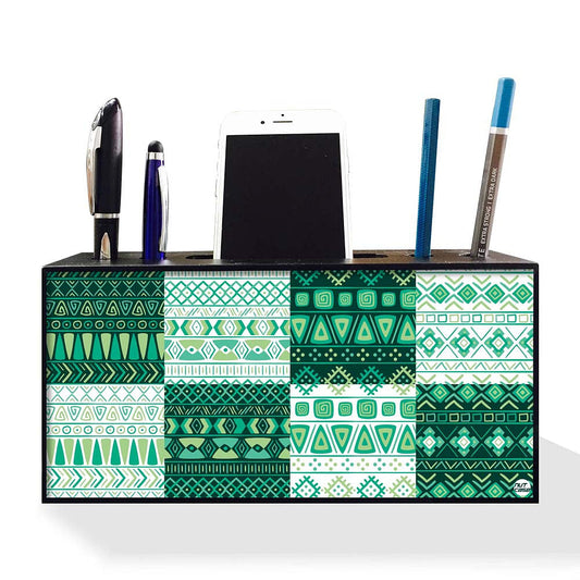 Pen Mobile Stand Holder Desk Organizer - Pattern Green Nutcase