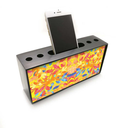 Pen Mobile Stand Holder Desk Organizer - Yellow Leaves Nutcase