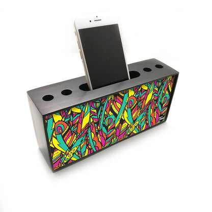 Pen Mobile Stand Holder Desk Organizer - Colorful Feather Nutcase