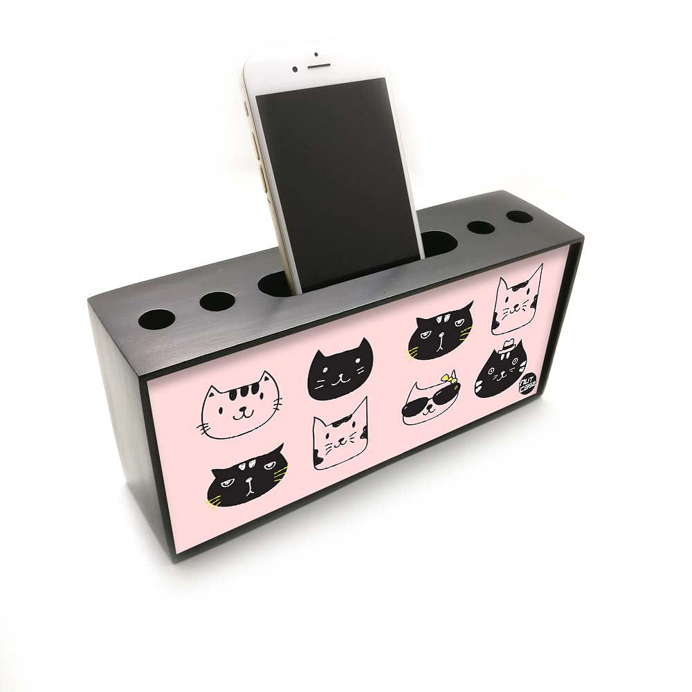 Stationary Holder Pen Mobile Stand Desk Organizer for Office - Cat Face Nutcase