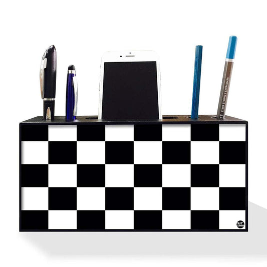Mobile Stand and Pen Holder for Office & Study Table - Chess Pattern Nutcase