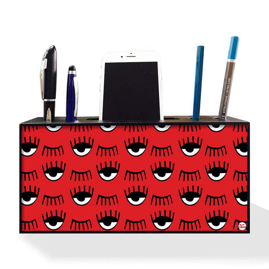 Pen Mobile Stand Holder Desk Organizer - Eyes In Red Colored Nutcase