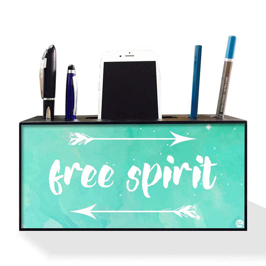 Pen Mobile Stand Holder Desk Organizer - Free Spirit Blue Nutcase