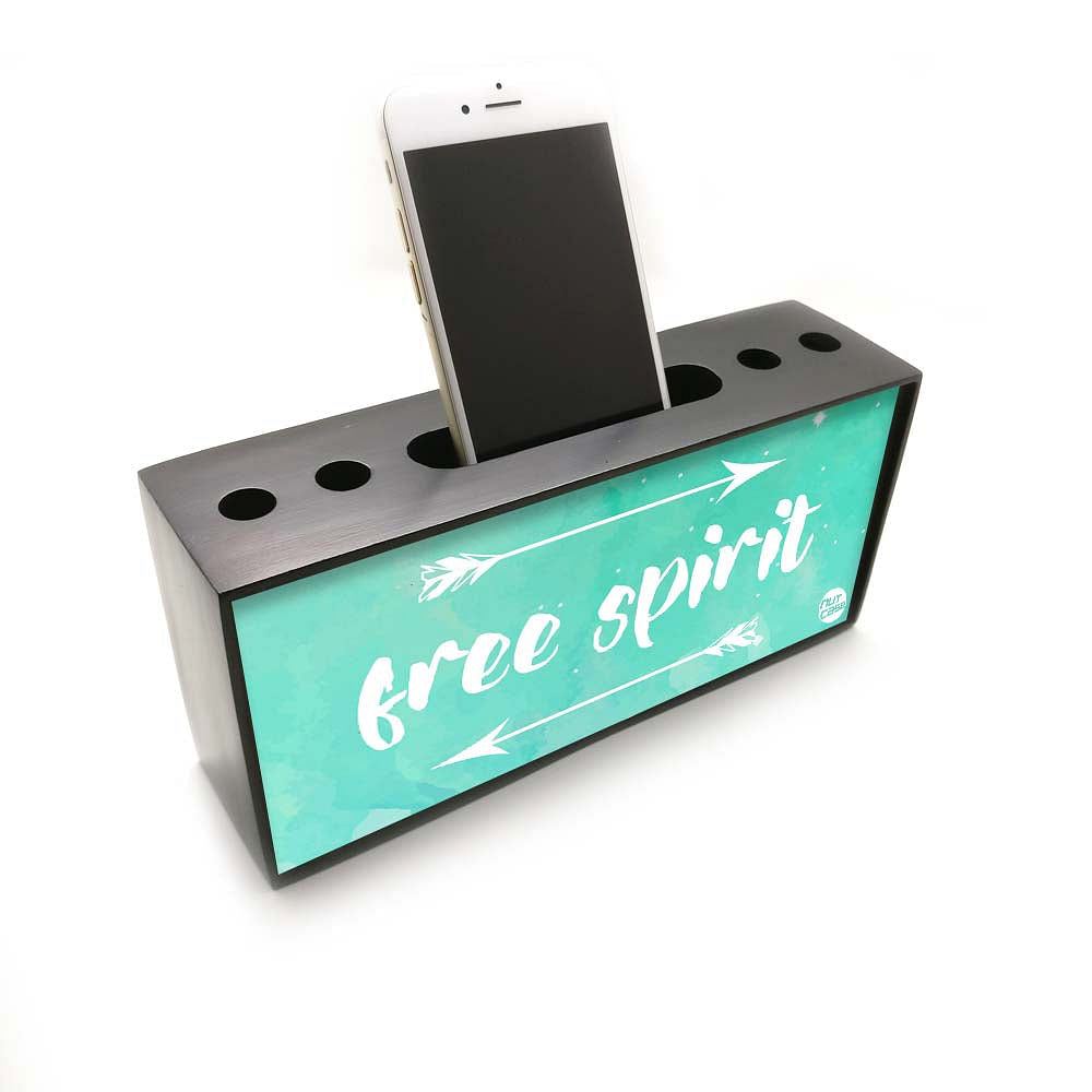 Pen Mobile Stand Holder Desk Organizer - Free Spirit Blue Nutcase