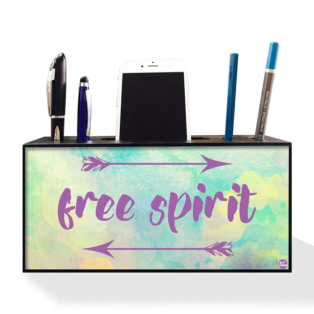 Pen Mobile Stand Holder Desk Organizer - Free Spirit  Watercolor Nutcase