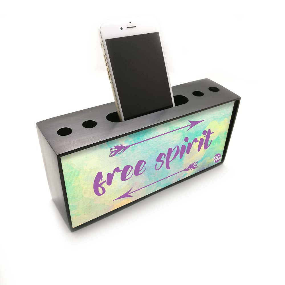 Pen Mobile Stand Holder Desk Organizer - Free Spirit  Watercolor Nutcase