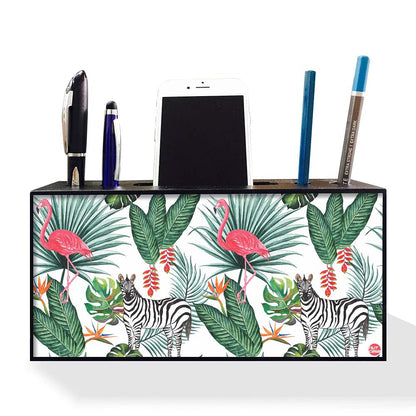 Pen Mobile Stand Holder Desk Organizer - Flamingo Leaves Nutcase