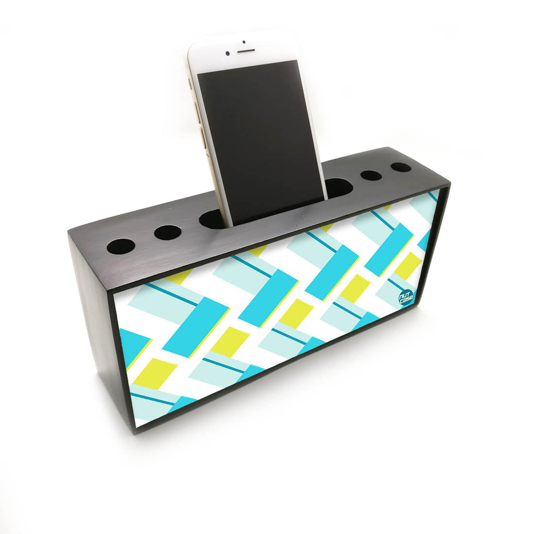 Pen Mobile Stand Holder Desk Organizer - Colrful Box Blue And Yellow Nutcase