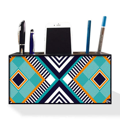 Pen Mobile Stand Holder Desk Organizer - Diamond Pattern Blue Nutcase