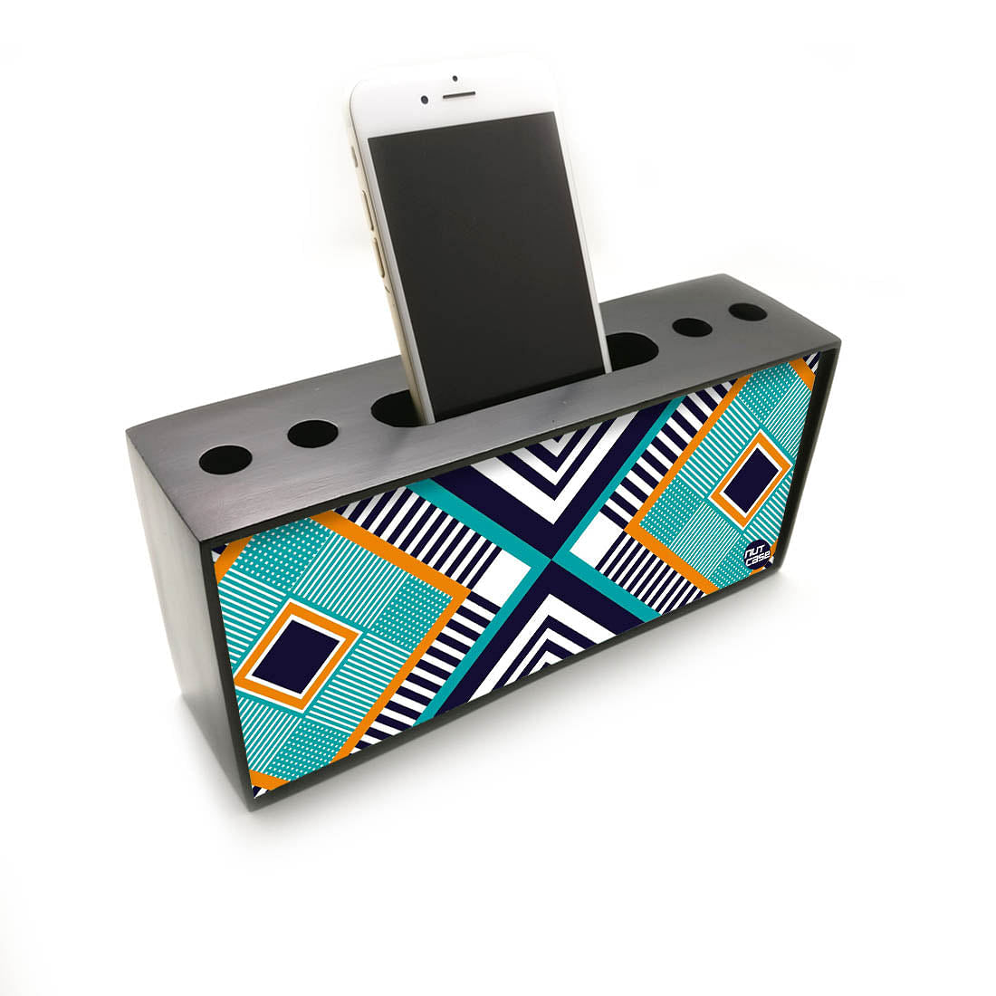 Pen Mobile Stand Holder Desk Organizer - Diamond Pattern Blue Nutcase