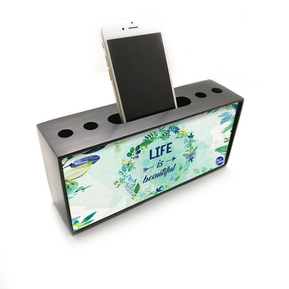 Pen Mobile Stand Holder Desk Organizer - Floral Life Is Beautiful Nutcase