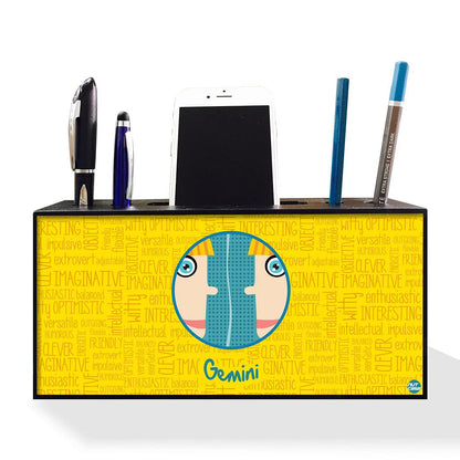 Pen Mobile Stand Holder Desk Organizer - Gemini Yellow Nutcase