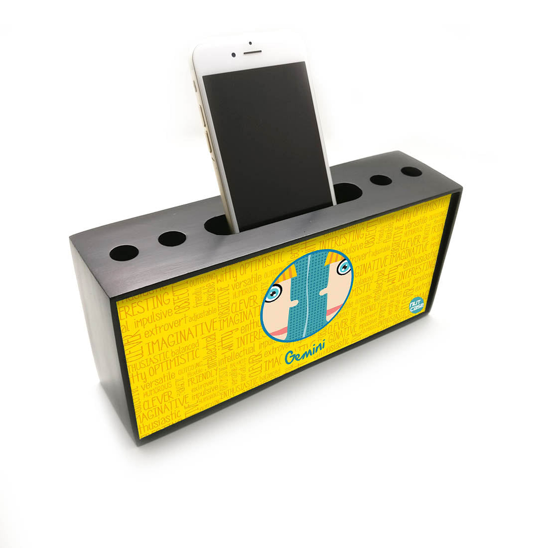 Pen Mobile Stand Holder Desk Organizer - Gemini Yellow Nutcase