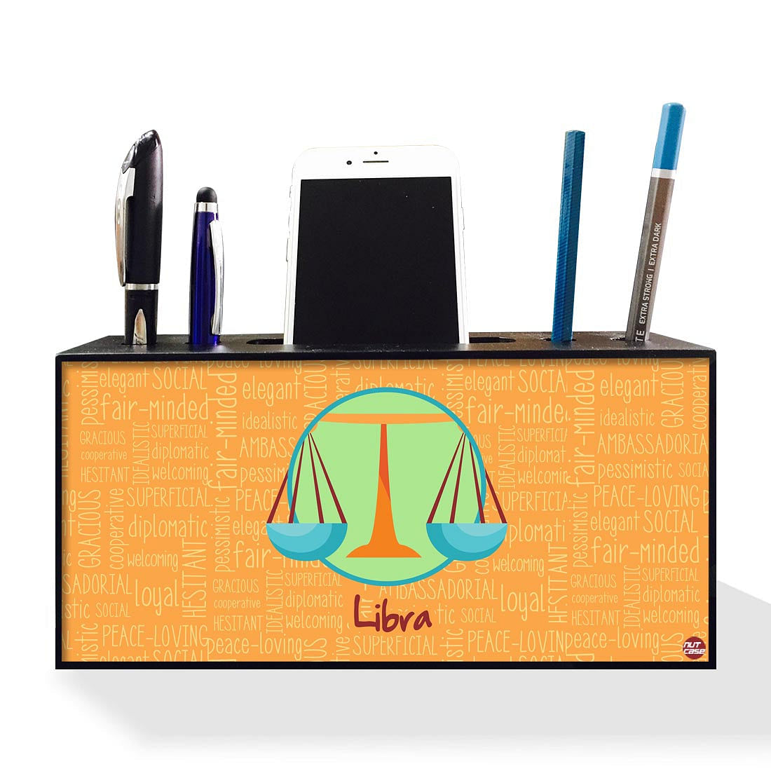 Pen Mobile Stand Holder Desk Organizer - Libra Yellow Nutcase