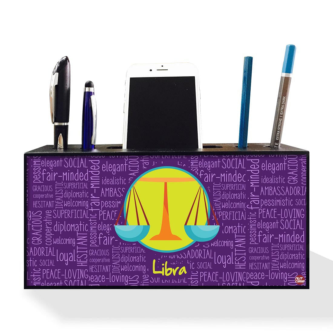 Pen Mobile Stand Holder Desk Organizer - Libra Blue Nutcase