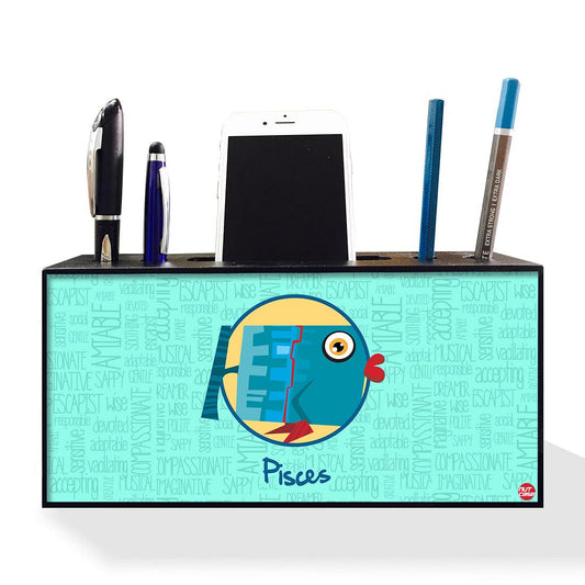 Pen Mobile Stand Holder Desk Organizer - Pisces Blue Nutcase