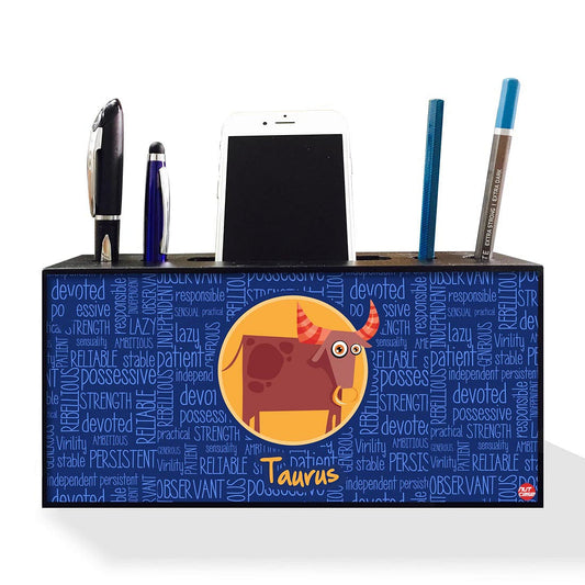 Pen Mobile Stand Holder Desk Organizer - Taurus Blue Nutcase