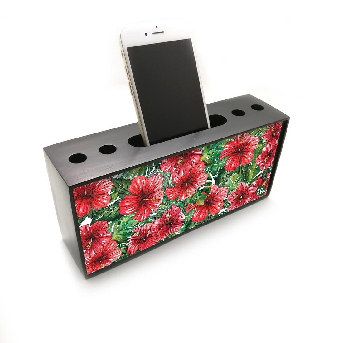 Pen Mobile Stand Holder Desk Organizer - Hibiscus Flower Nutcase