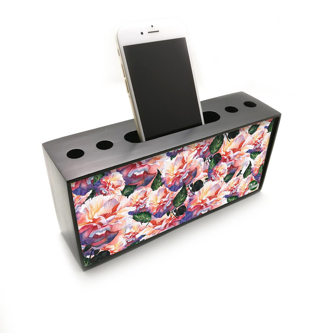 Pen Mobile Stand Holder Desk Organizer - Pink Rose Nutcase