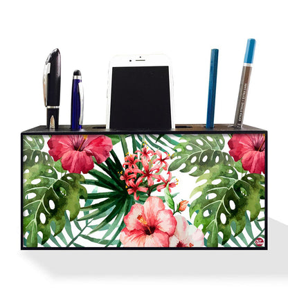 Pen Mobile Stand Holder Desk Organizer - Hibiscus Leaves Nutcase