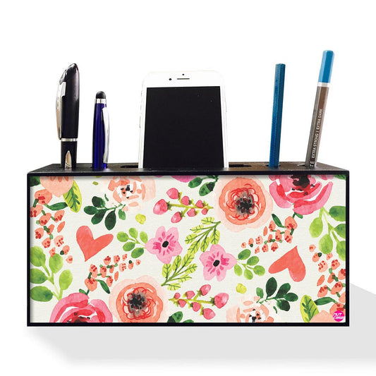 Pen Mobile Stand Holder Desk Organizer - Watercolor Flowers Nutcase