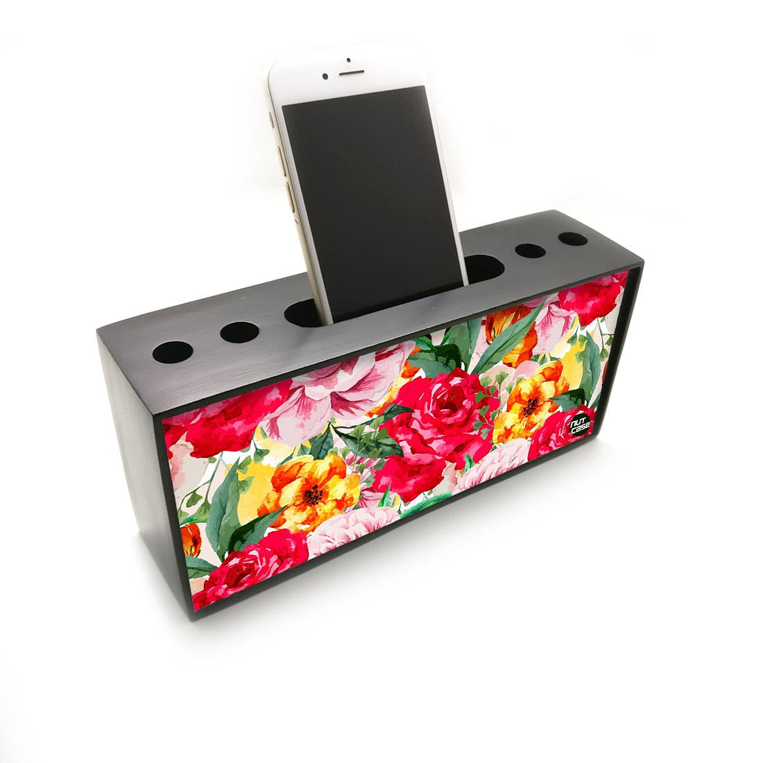 Pen Mobile Stand Holder Desk Organizer - Roses Red Nutcase