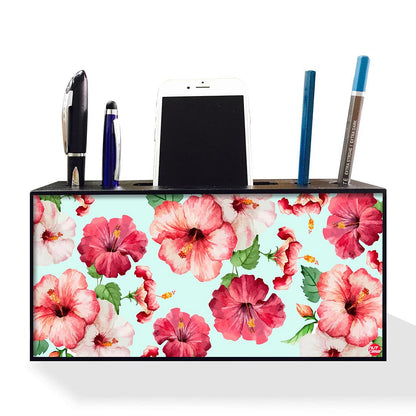 Pen Mobile Stand Holder Desk Organizer - Red Flower Nutcase