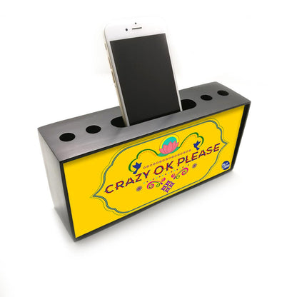 Pen Mobile Stand Holder Desk Organizer - Crazy Ok Please Yellow Nutcase