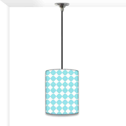 Round Ceiling Pendant Lamp - Blue Square Lines Nutcase