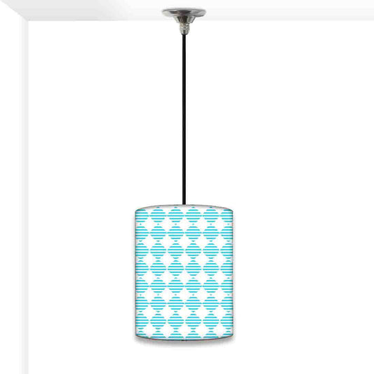 Round Ceiling Pendant Lamp - Blue Square Lines Nutcase