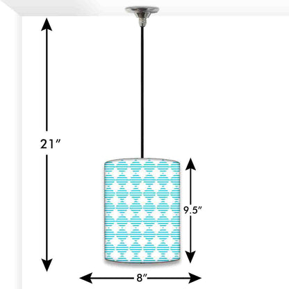 Round Ceiling Pendant Lamp - Blue Square Lines Nutcase