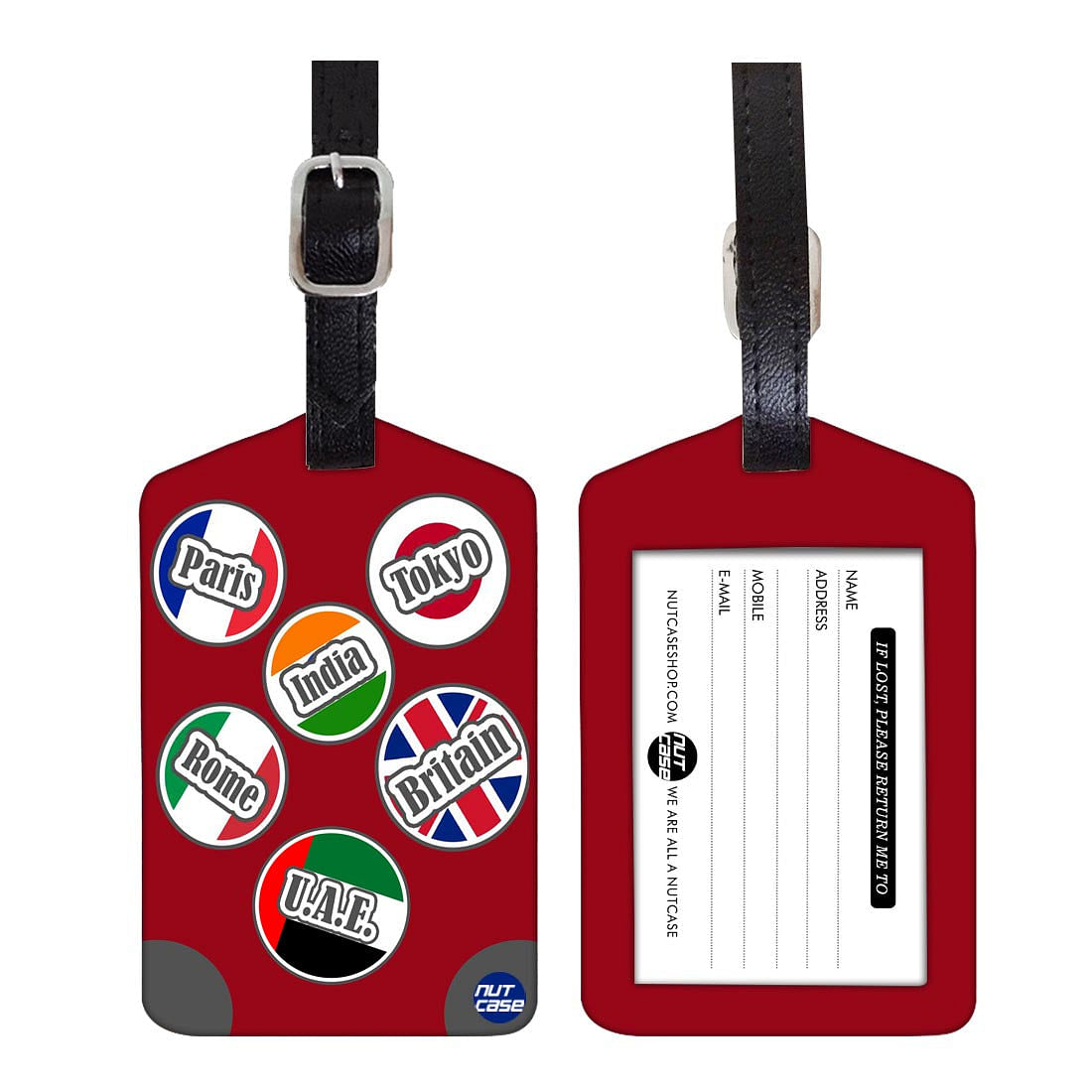 Luggage Tags Set Of 2 -  WORLD ICONS Nutcase