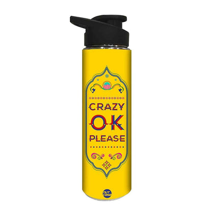 Yellow Designer Stainless Steel Sipper Bottle - Crazy Ok Nutcase