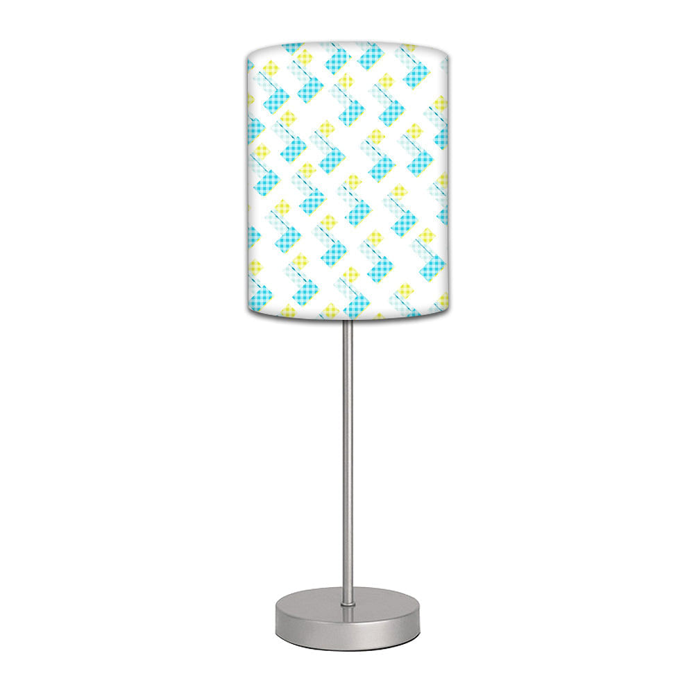 Stainless Steel Table Lamp For Living Room Bedroom -   Pattern White With Blue Nutcase