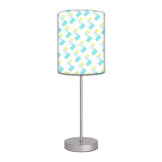Stainless Steel Table Lamp For Living Room Bedroom -   Pattern White With Blue Nutcase