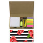 Stationery Kit Desk Organizer Memo Notepad - Floral Stripes Nutcase