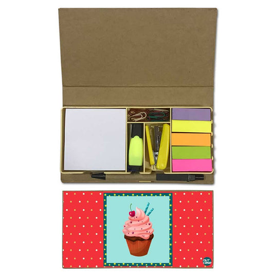 Stationery Kit Desk Organizer Memo Notepad - Cupcake Nutcase